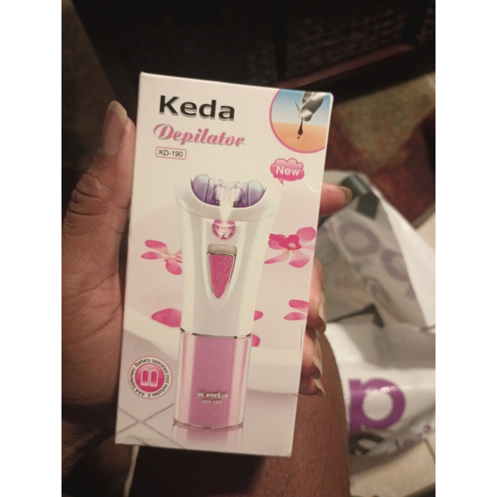 Keda Depilator KD-190 Epilator Cordless Lighted Battery Operated Pink/White